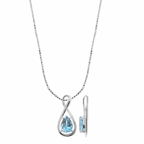 Sterling Silver Pendant with Blue Topaz Pear Shape by Boma