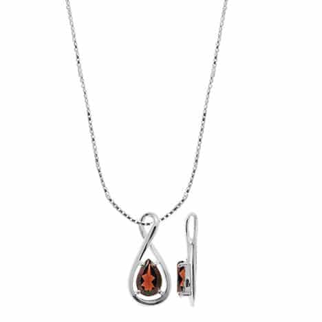 Sterling Silver Pear Shaped Garnet Pendant by Boma