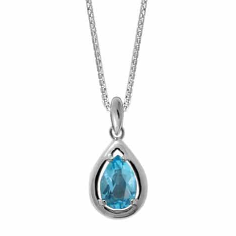 Sterling Silver Blue Topaz Teardrop Pendant by Boma