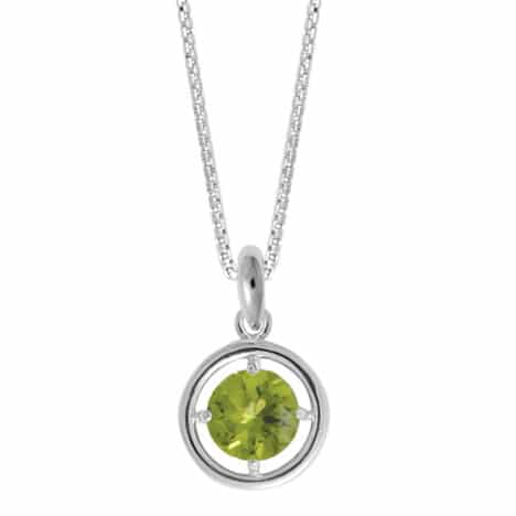 Sterling Silver Pendant with Round Peridot by Boma