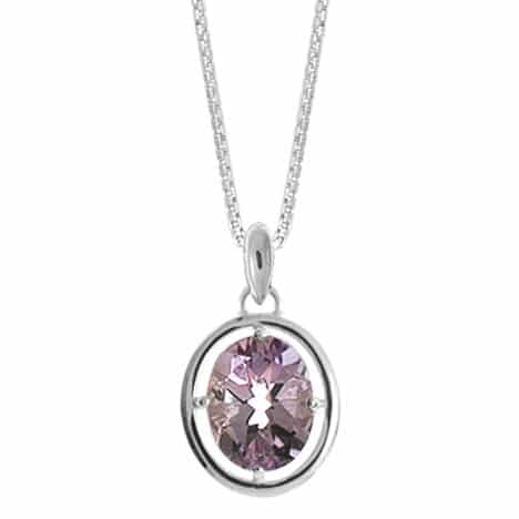 Sterling Silver Oval Pendant with Amethyst by Boma