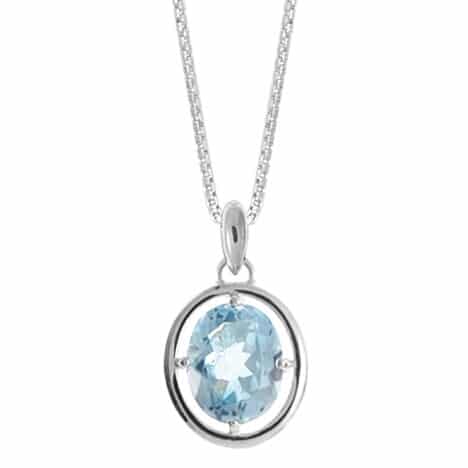 Sterling Silver Oval Pendant with Light Blue Topaz by Boma