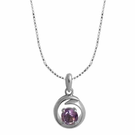 Sterling Silver Pendant with Round Amethyst by Boma