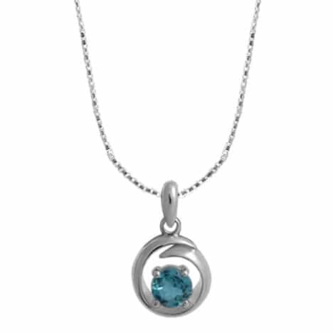 Sterling Silver Pendant with Round Blue Topaz by Boma