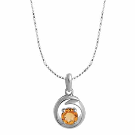 Sterling Silver Pendant with Round Citrine by Boma