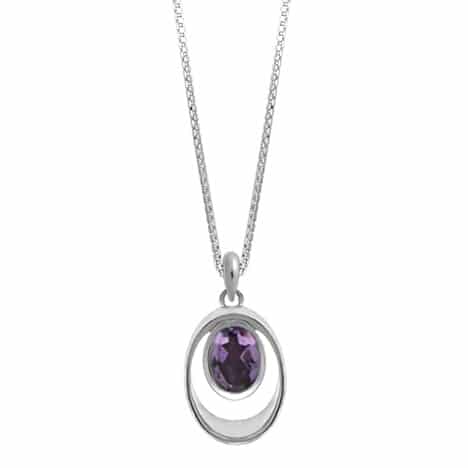 Sterling Silver Pendant with Oval Amethyst by Boma