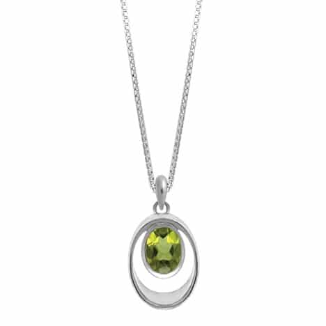 Sterling Silver Pendant with Oval Peridot by Boma