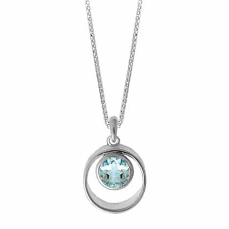 Sterling Silver Pendant with Round Light Blue Topaz by Boma