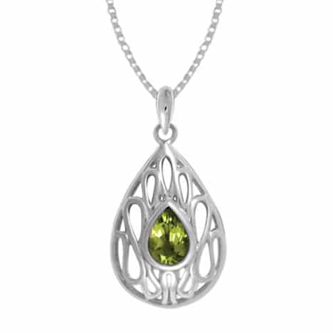 Sterling Silver Open Work Peridot Pendant by Boma