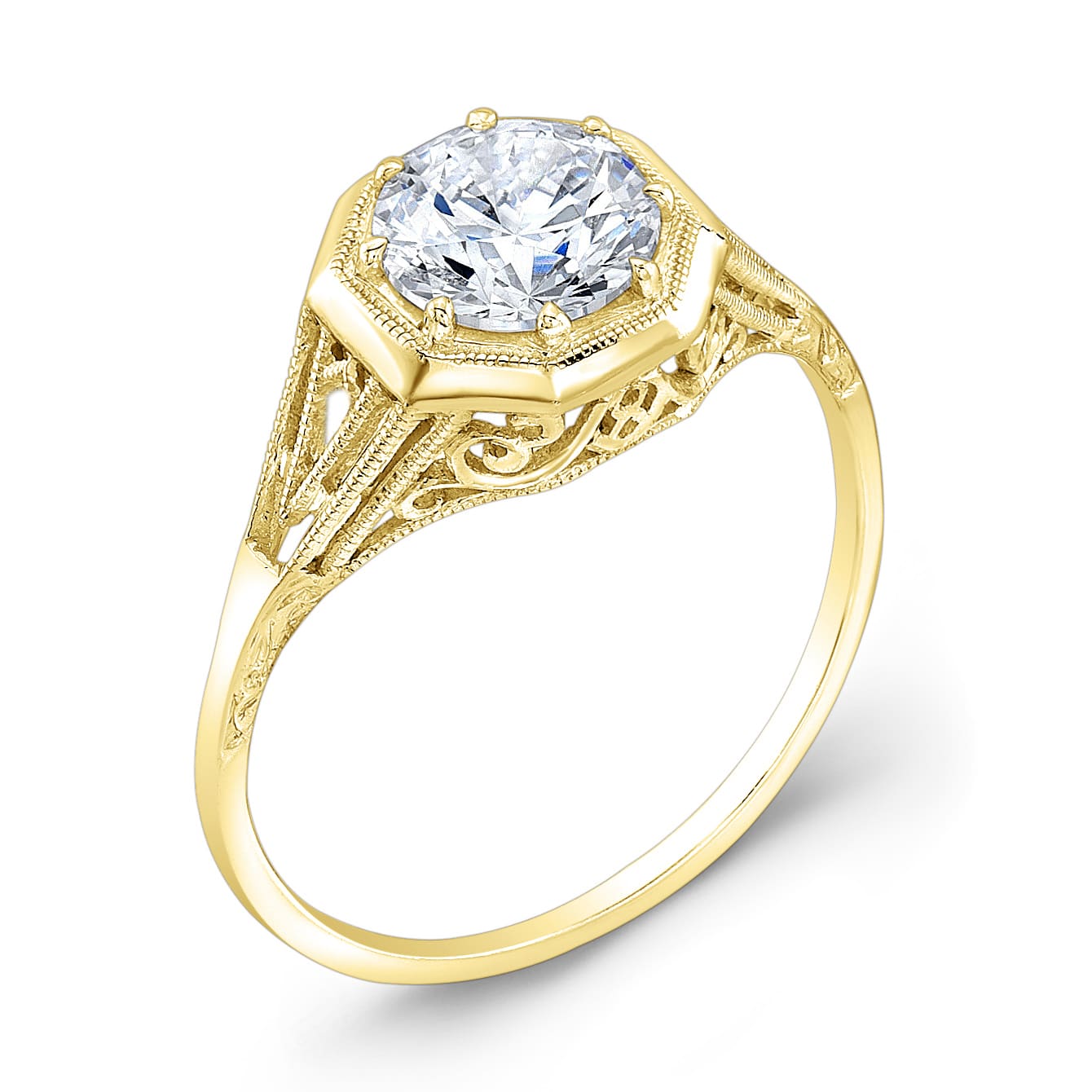 18K Yellow Gold Half Carat Diamond Ring by Jolie Designs