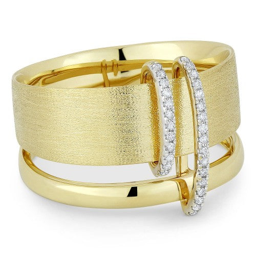 14K Yellow Gold Double Ring With 31 Diamonds by Madison L