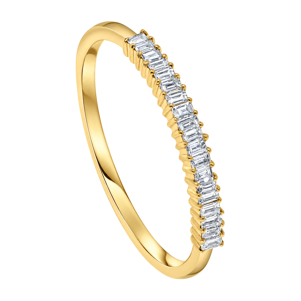 18K Yellow Gold Diamond Baguette Band