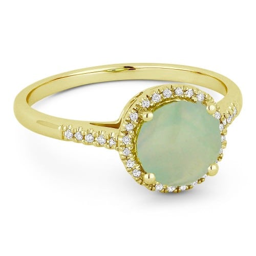 14K Yellow Gold Opal Ring with 34 Accent Diamonds by Madison L