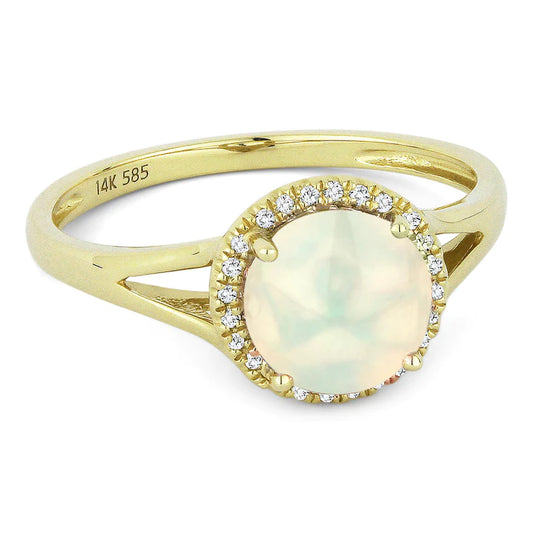 14K Yellow Gold Opal and Diamond Ring by Madison L