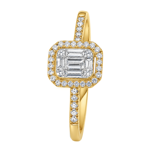18K Yellow Gold Flat Baguette Diamond Ring