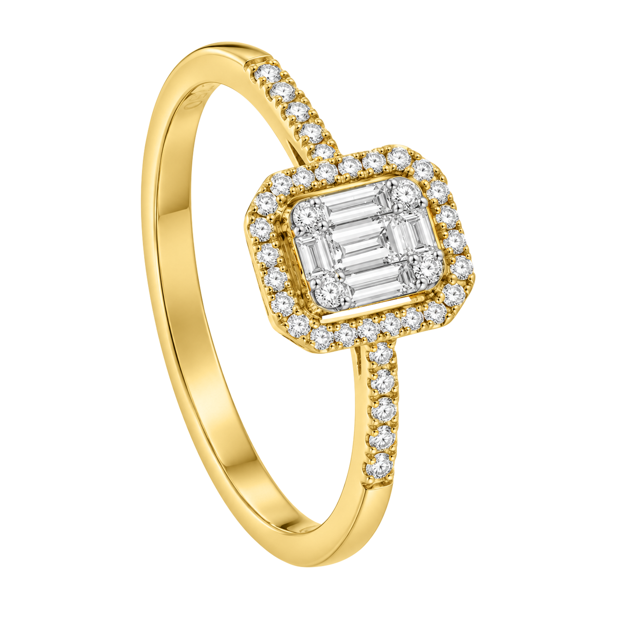 18K Yellow Gold Flat Baguette Diamond Ring