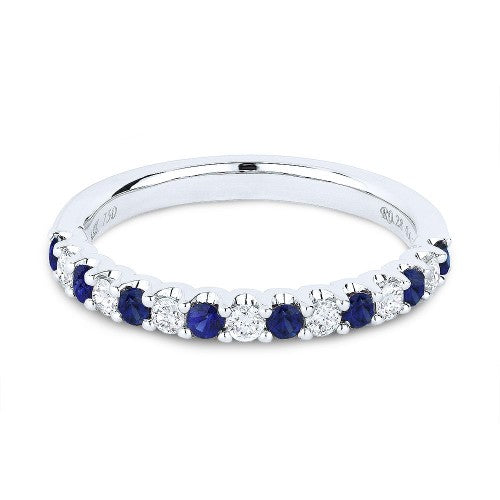 14K White Gold Sapphire and Diamond Band by Madison L