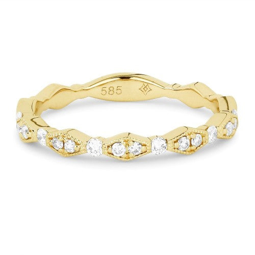 14K Yellow Gold Bead Set Diamond Band by Madison L