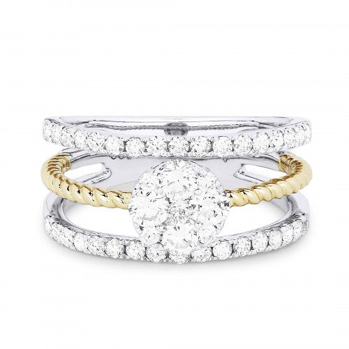 14K White and Yellow Gold Two Tone Triple Diamond Band by Madison L