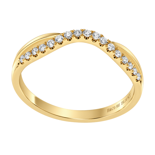 14K Yellow Gold Contour Split Diamond Band