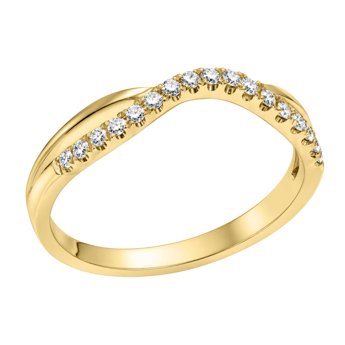 14K Yellow Gold Contour Split Diamond Band