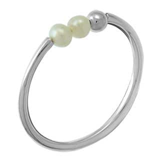 Sterling Silver 2 Pearl and Silver Bead Ring by Boma