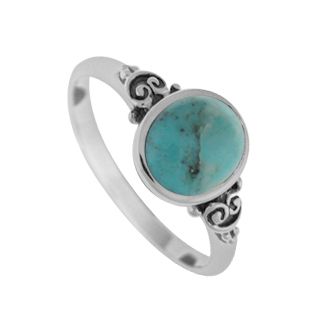 Sterling Silver Turquoise Ring with a Spiral Band by Boma