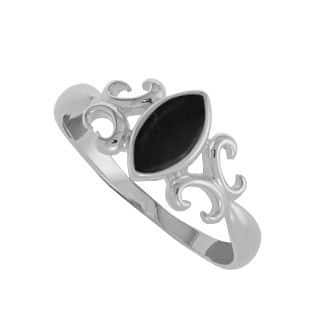 Sterling Silver Marquis Onyx Ring by Boma