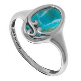 Sterling Silver Oval Scroll Turquoise Ring by Boma