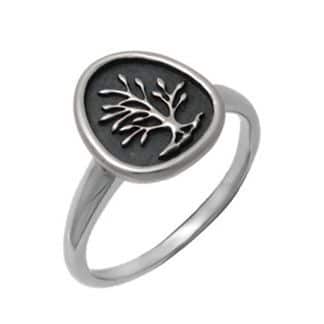 Sterling Silver Oval Shaped Tree of Life Ring by Boma