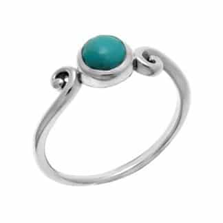 Sterling Silver Turquoise Ring with Swirl Band by Boma