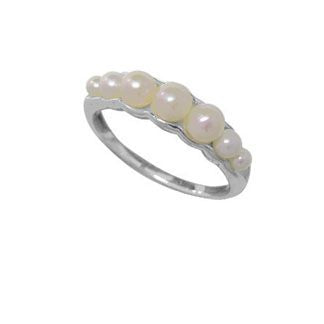 Sterling Silver Graduated Pearl Band Ring by Boma