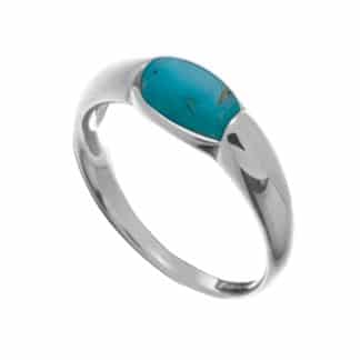 Simple Sterling Silver Oval Turquoise Ring by Boma