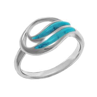 Sterling Silver Turquoise Wave Ring by Boma