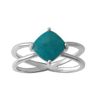 Sterling Silver Turquoise Ring set with offset square stone. by Boma