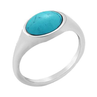 Sterling Silver Oval Turquoise Stone with Rounded Band by Boma