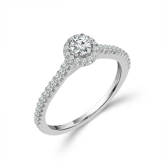 14K White Gold Fancy Halo Diamond Ring by IDD