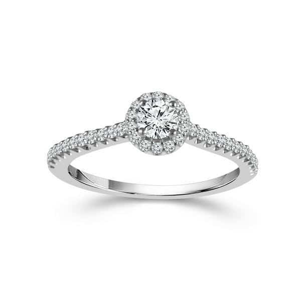 14K White Gold Fancy Halo Diamond Ring by IDD