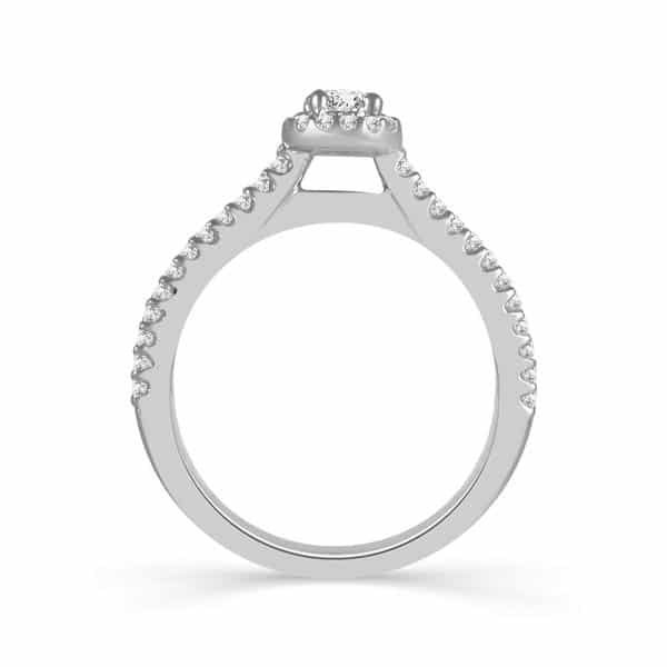 14K White Gold Fancy Halo Diamond Ring by IDD