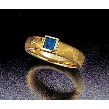 14K Yellow Gold Square Opal Ring by John Bagley