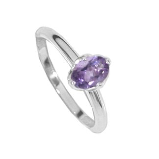 Sterling Silver Oval Amethyst Ring by Boma