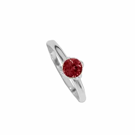 Sterling Silver Roung Garnet Ring on Simple Band by Boma