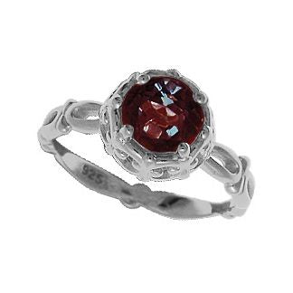 Sterling Silver Fillagree Garnet Ring by Boma