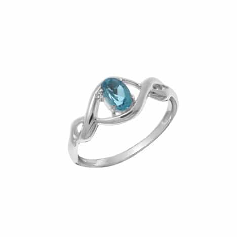 Sterling Silver Ring with Oval Blue Topaz by Boma