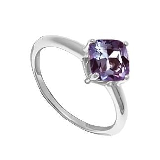 Sterling Silver Square Cut Amethyst Ring by Boma