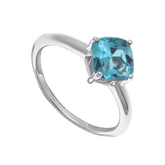 Sterling Silver Square Cut Sky Blue Topaz Ring by Boma