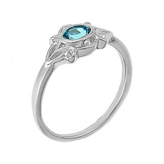 Sterling Silver Oval Blue Topaz Ring by Boma