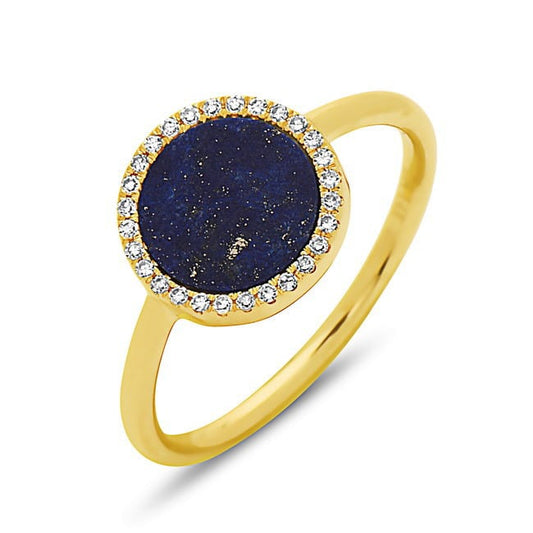 18K Gold Lapis Ring with Diamonds by Bassali