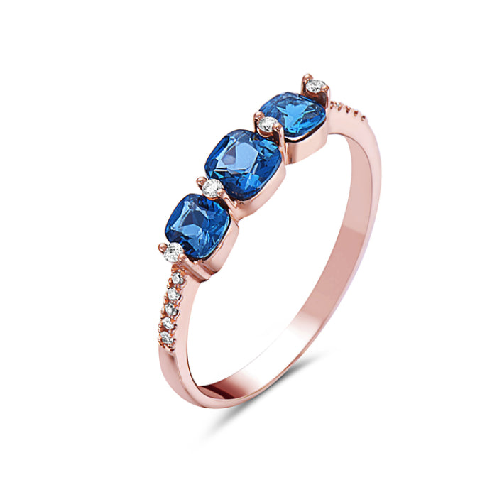 14k Rose Gold London Blue Topaz and Diamond Ring