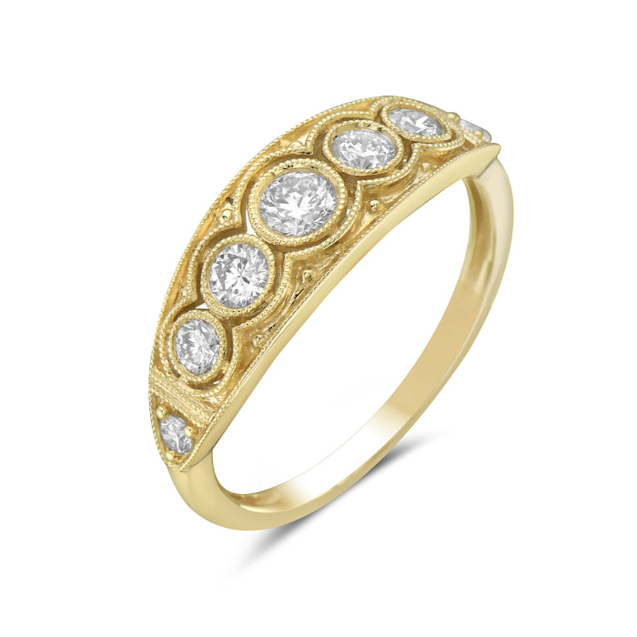 14K Yellow Gold Graduated Diamond Ring